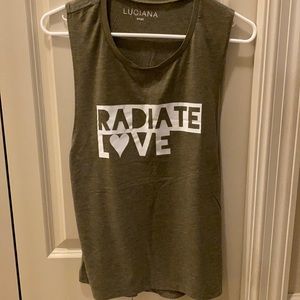 NEW condition beautiful soft olive green sheer “Radiate Love” muscle tank size S